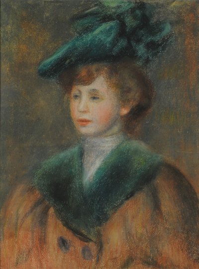 Portrait of a Young Woman with Green Hat by Pierre Auguste Renoir