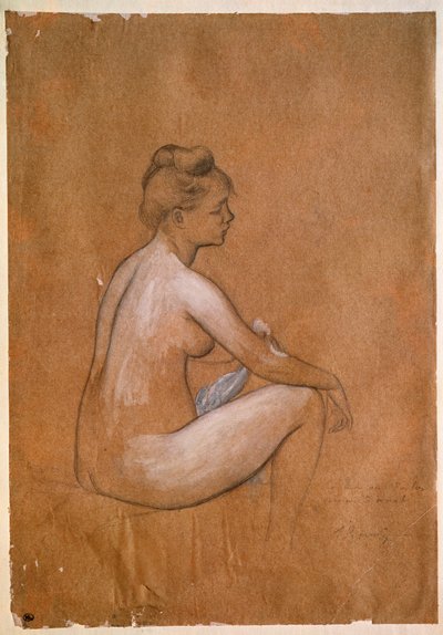 Sitting bather. Painting by Pierre Auguste Renoir by Pierre Auguste Renoir
