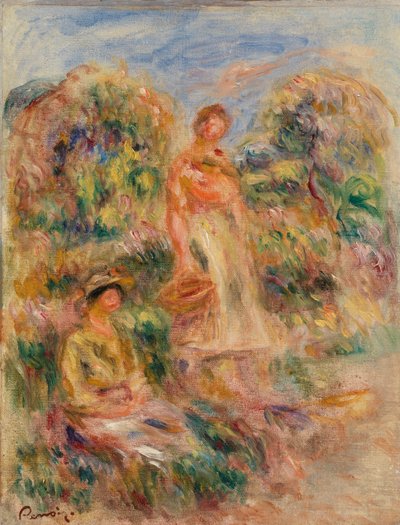 Standing Woman and Seated Woman in a Landscape by Pierre Auguste Renoir
