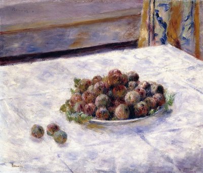 Still Life, Prunes on a Plate by Pierre Auguste Renoir