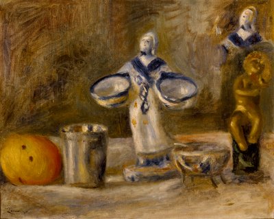 Still Life with a Faience Figure, post 1880 by Pierre Auguste Renoir