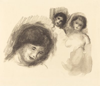 Stone with Three Sketches by Pierre Auguste Renoir