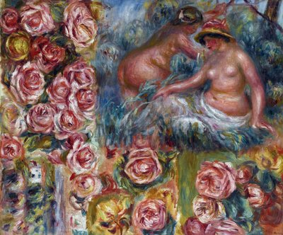 Study of Nude Female Figures and Flowers by Pierre Auguste Renoir