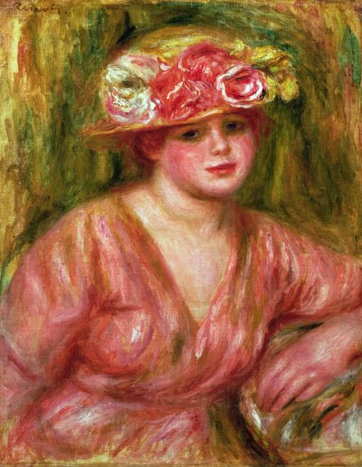 The Rose Hat or Portrait of Lady Hessling by Pierre Auguste Renoir