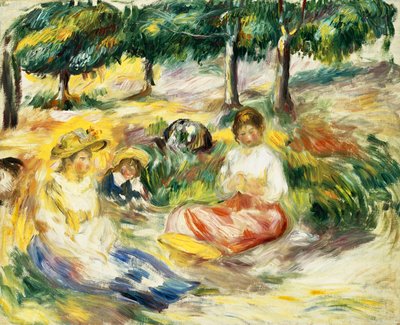 Three Girls Sitting on the Grass by Pierre Auguste Renoir