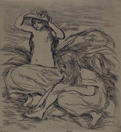 Two Women Bathing by Pierre Auguste Renoir