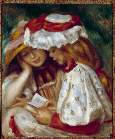 Two Young Girls Reading. Painting by Pierre Auguste Renoir (1841-1919) by Pierre Auguste Renoir