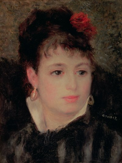 Woman with a Rose in Her Hair by Pierre Auguste Renoir