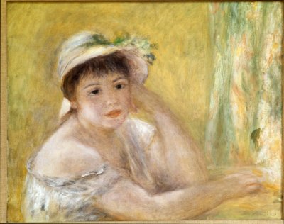 Woman with a straw hat by Pierre Auguste Renoir