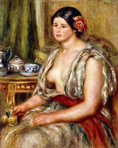 Young Girl Seated in Oriental Costume by Pierre Auguste Renoir