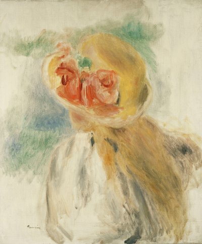 Young Girl with Flowers in her Hat by Pierre Auguste Renoir