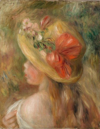 Young Girl with Hat by Pierre Auguste Renoir