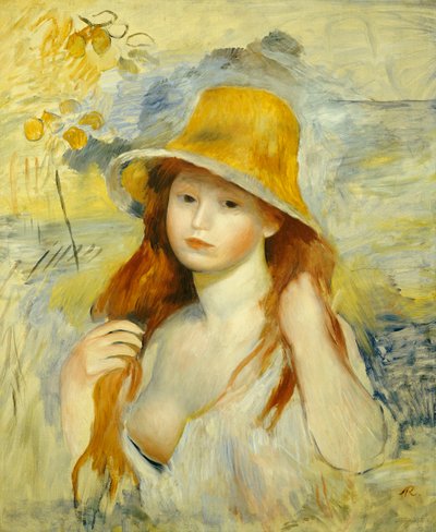 Young Girl with a Straw Hat, 1884 by Pierre Auguste Renoir