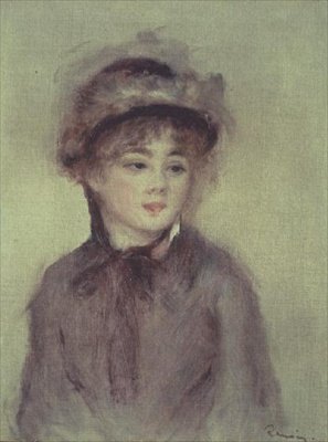Young Woman in a Hat by Pierre Auguste Renoir