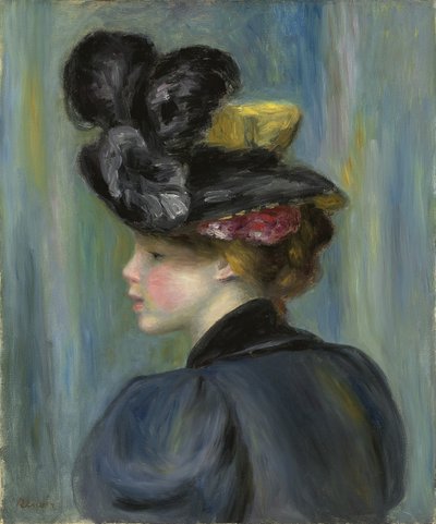 Young Woman with Black Hat by Pierre Auguste Renoir