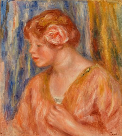 Young Woman with Rose by Pierre Auguste Renoir