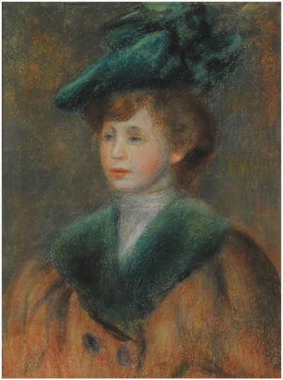 Young Woman with a Green Hat by Pierre Auguste Renoir