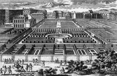 View of the Kitchen Garden in Versailles at the Time of Louis XIV, Engraving by Aveline by Pierre Aveline