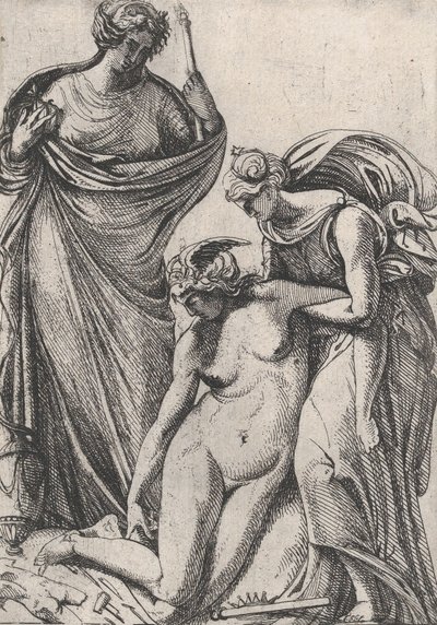 Study supporting the fainting personification of Sculpture, standing next to them by Pierre Biard