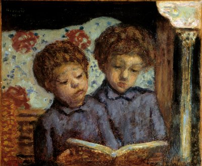 Children Jean and Charles Terrace Reading by Pierre Bonnard