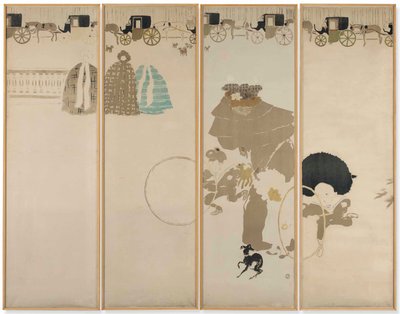 The Promenade of the Nurses, Frieze of Fiacres by Pierre Bonnard