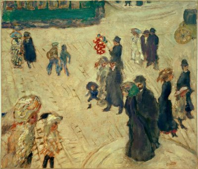 The Green Tram (Figures in the Street with the Green Tram) by Pierre Bonnard