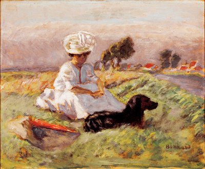 Madame Bonnard Sitting with Her Dog by Pierre Bonnard