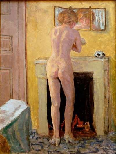 Naked standing at his toilet by Pierre Bonnard