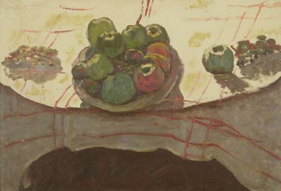 Plate of apples on a table by Pierre Bonnard