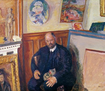 Portrait of Ambroise Vollard (1868-1939) with his Cat, c.1924 by Pierre Bonnard