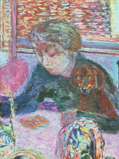 Portrait with a Dog by Pierre Bonnard