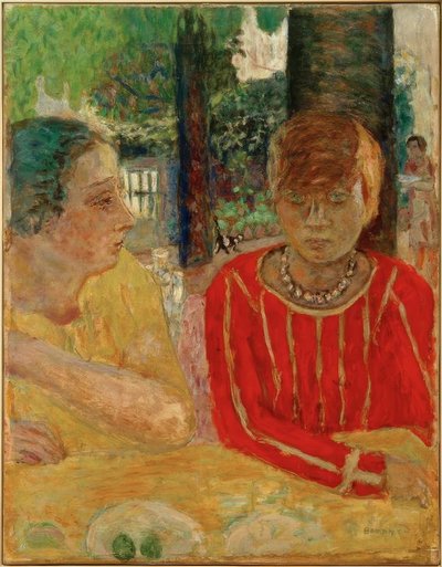 Reine Natanson and Marthe Bonnard in a Red Bodice by Pierre Bonnard