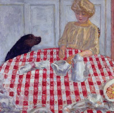 The Red Checked Table Cloth, or The Dogs Dinner by Pierre Bonnard