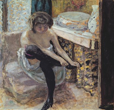 Woman with Black Stockings or, Woman at her Toilet, c.1900 by Pierre Bonnard
