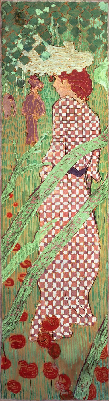 Woman with a Checked Dress, one of four panels of Women in the Garden by Pierre Bonnard