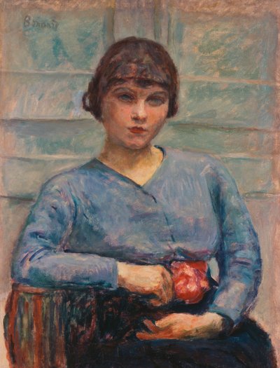 Young Girl in Blue with a Rose by Pierre Bonnard