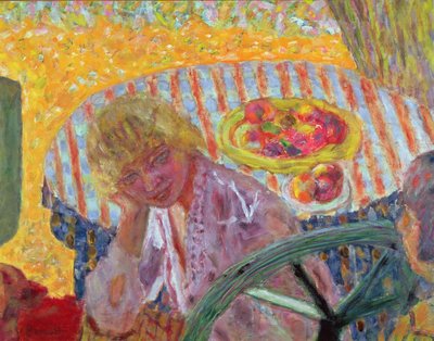Young Girl with a Striped Tablecloth by Pierre Bonnard