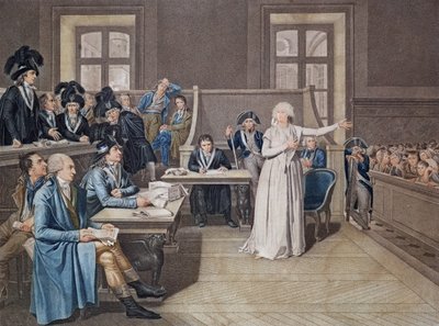 Marie Antoinette of Austria Judged by the Revolutionary Tribunal Court, 16th October 1793, engraved by Casenave, 1794 by Pierre Bouillon