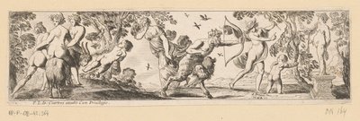 Satyr Shoots an Arrow at a Statue of Bacchus While Mercury Watches by Pierre Brebiette