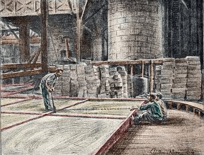 Manufacture of soaps. Engraving from Excursion a travers les metiers by Pierre Calmette by Pierre Calmettes