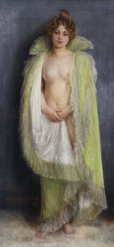 A Nude with a Green Cloak by Pierre Carrier Belleuse