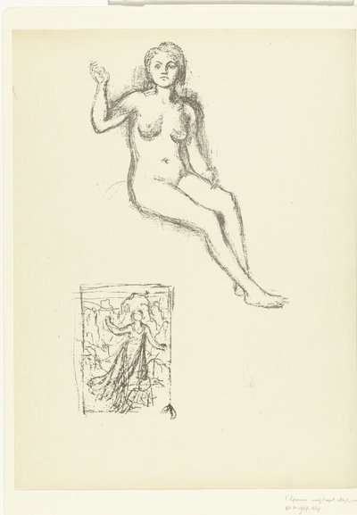 Seated Naked Woman and Woman in Landscape by Pierre Cécile Puvis de Chavannes