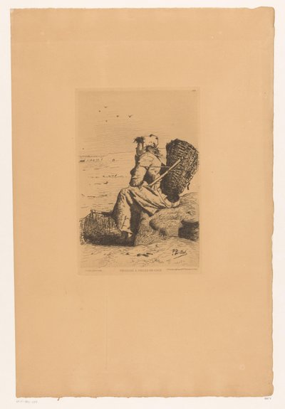 Resting Fisherwoman on the Coast by Pierre Celestin Billet
