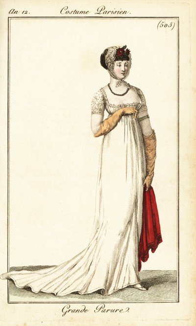 Woman in formal wear drawn at the Opera, Paris by Pierre Charles Baquoy