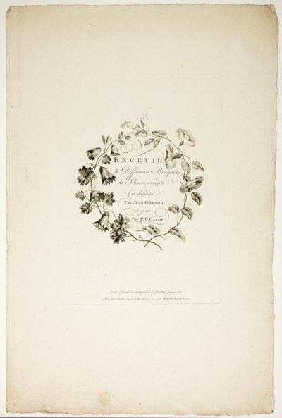 Cover for Collection of Different Bouquets of Flowers, Invented and Drawn by Jean Pillement and Engraved by P. C. Canot by Pierre Charles Canot