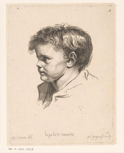 Head of a Young Child, Turned to the Left La Petite Nanette (title on object) Heads of Various Figures (series title) Ir. Cahier de Têtes de Différens Caractères (series title) by Pierre Charles Ingouf