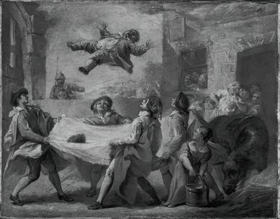 Sancho Panza Being Tossed in a Blanket by Pierre Charles Tremolieres