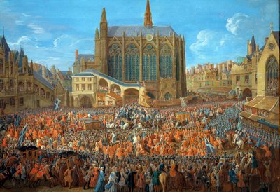 King Louis XV leaving the bed of justice held at the Palais de Justice in Paris on 12/09/1715. Painting by Pierre Denis Martin, 1715. Paris, Musee Carnavalet by Pierre Denis Martin