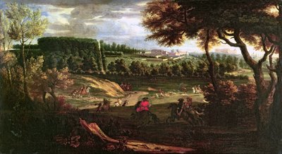 Louis XIV Hunting at Marly with a View of Chateau Vieux de Saint Germain by Pierre Denis Martin