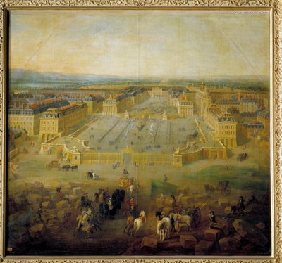 View of the castle of Versailles from the coast of the Place d